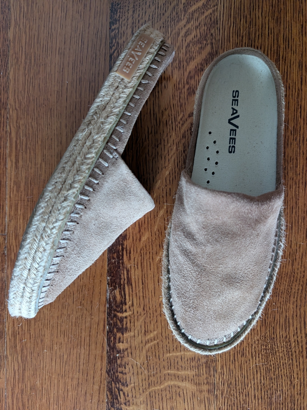 SeaVees Women’s Suede Espadrille Slip-On Mules Light Brown/Tan Size 6